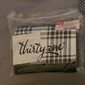 Thirty-One Classic Black and White Plaid Clutch